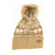Geometric Pattern Fur Pom C.C Beanie
