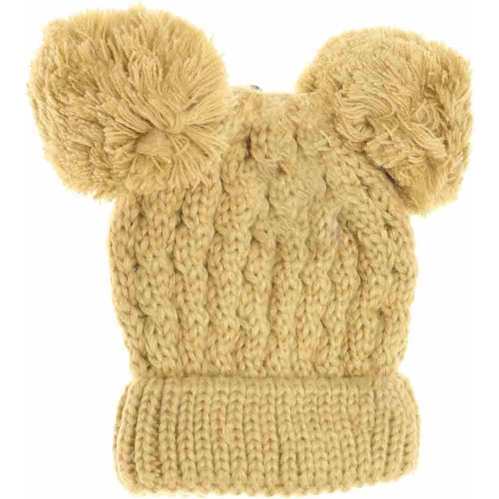 Kids Solid Double Pom C.C Beanies