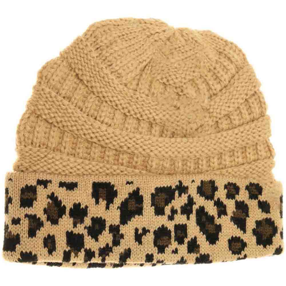 Matching Cuff Leopard Print C.C Beanie