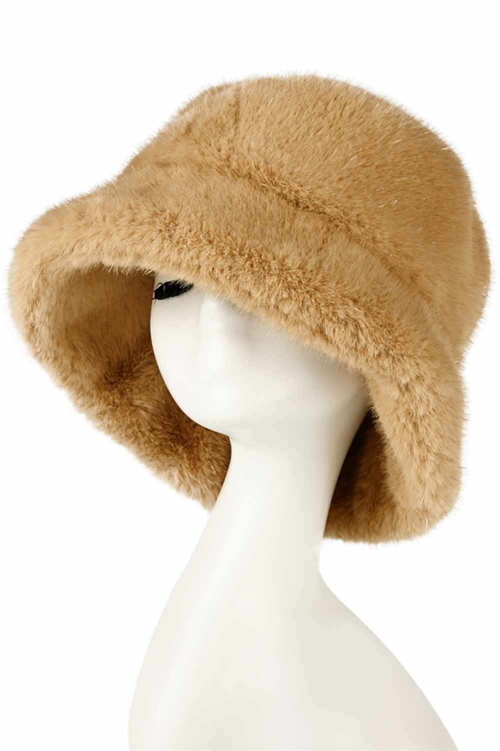 C.C GLITTER Short Fur Solid Winter Bucket Hat