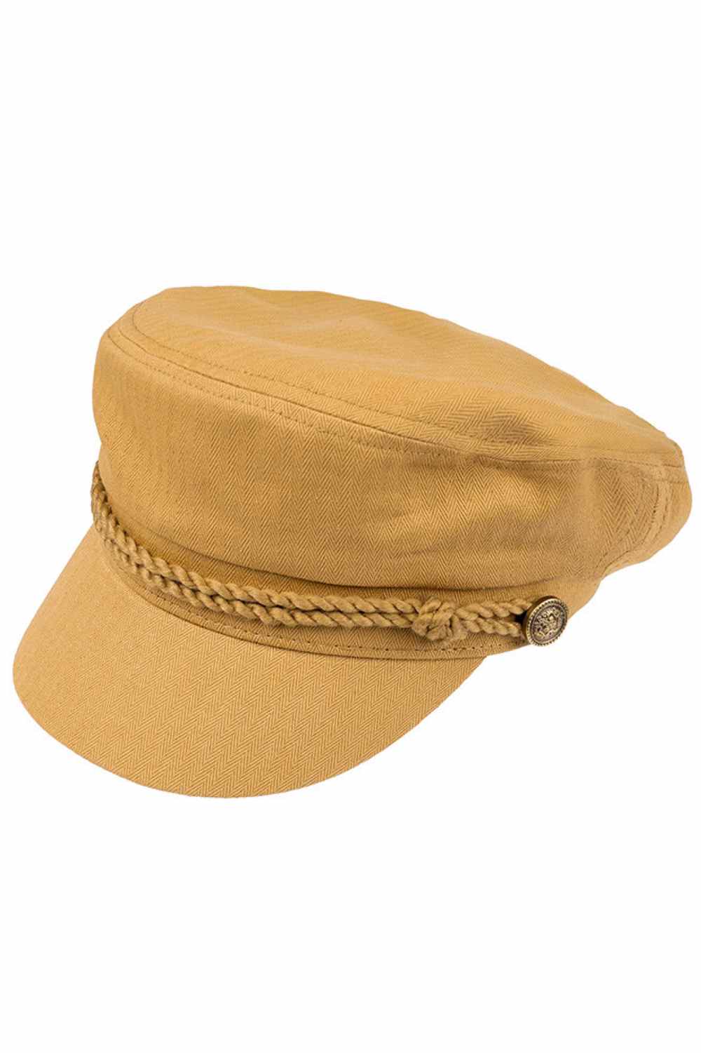 C.C Rope with Button Deco Solid Color Cotton Fish Man Cap