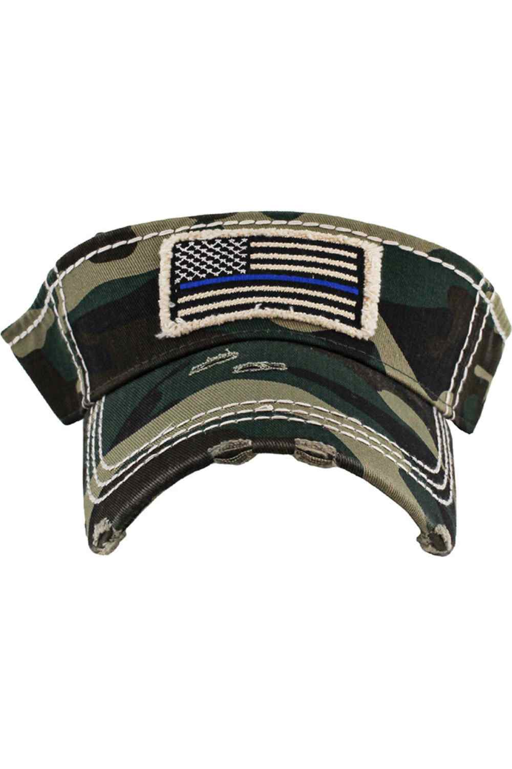 BLUE LINE FLAG VINTAGE American Flag SUN VISOR