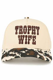 C.C TROPHY WIFE Embroidered Letter Cow Print Trucker Hat