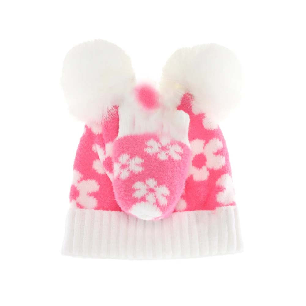 BABY Daisy C.C Pom Pom Beanie and Glove Set