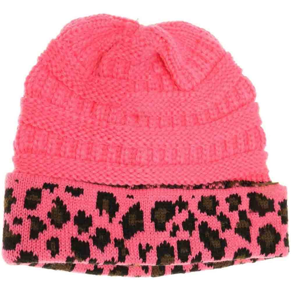 Matching Cuff Leopard Print C.C Beanie