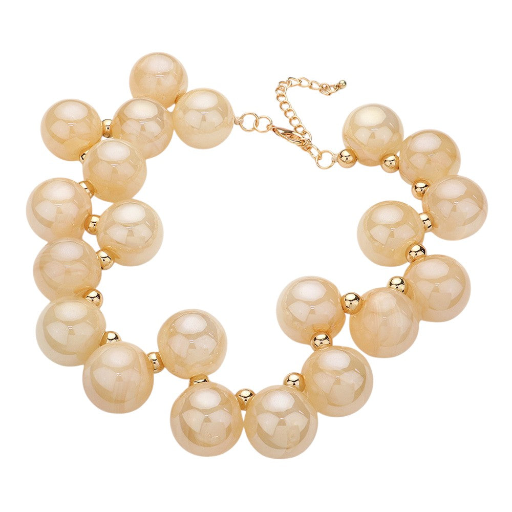 Chunky Iridescent Ball Beaded Necklace