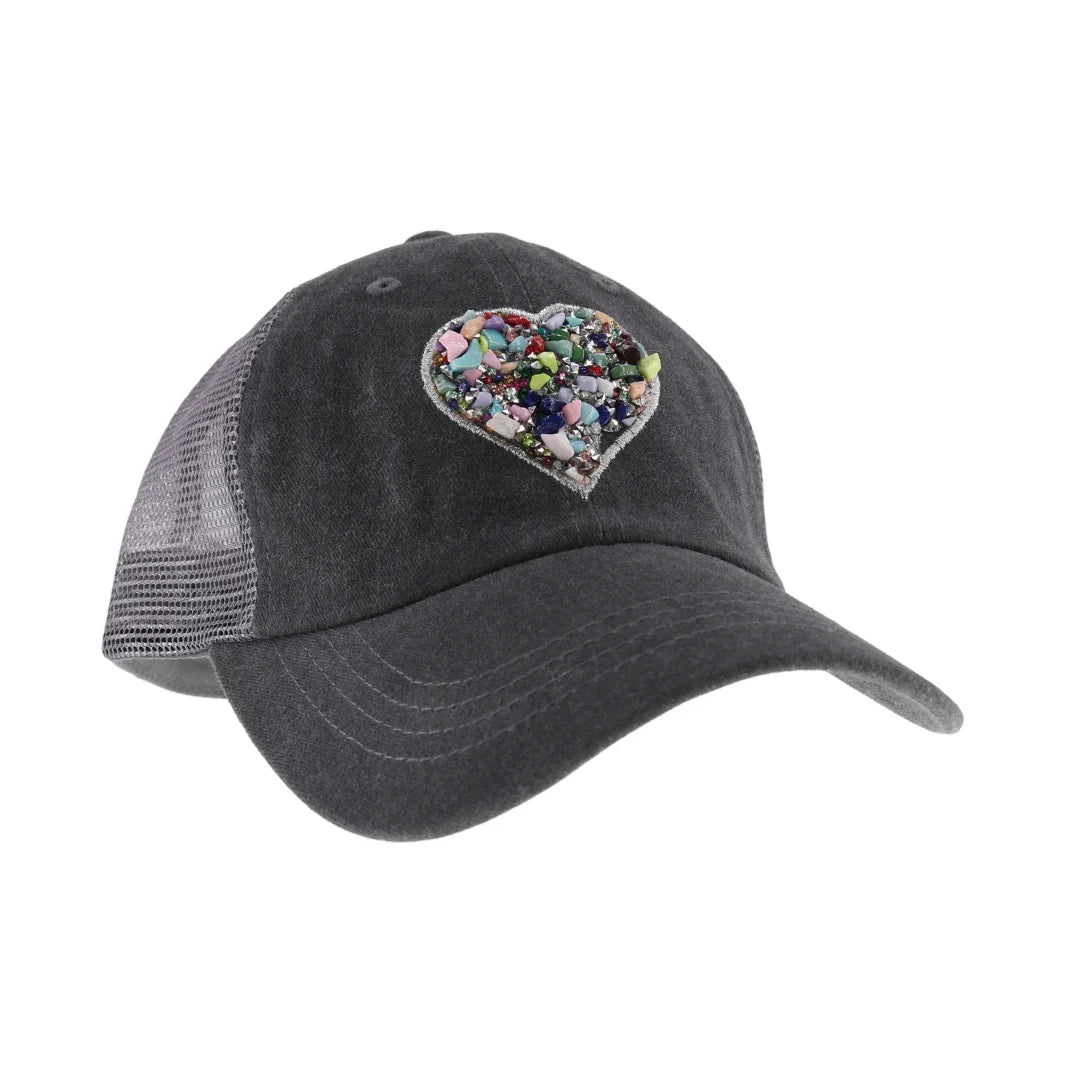 C.C Heart Stone Embellishment Baseball Cap