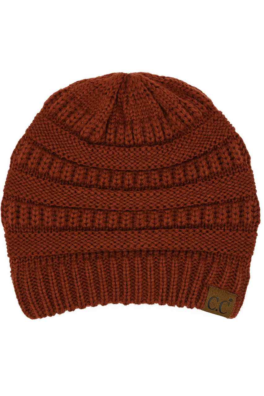 C.C Women's Ribbed Knit Solid Color Beanie