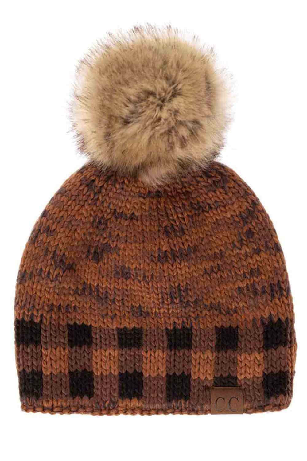 C.C Heather Chuck Beanie with Check Pattern Band