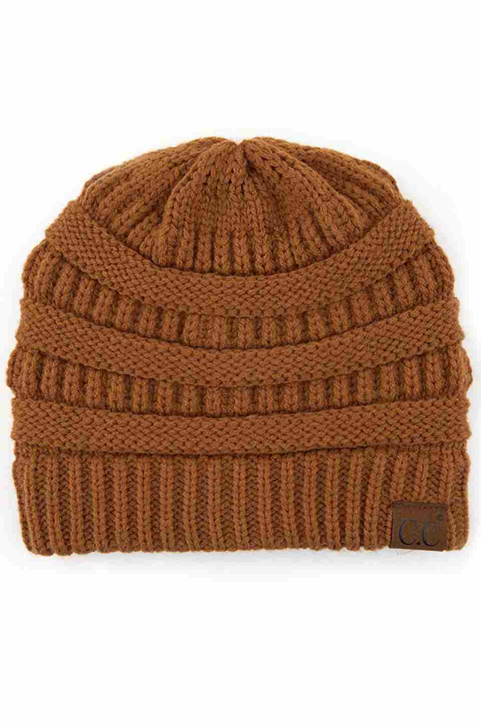 C.C Women's Ribbed Knit Solid Color Beanie