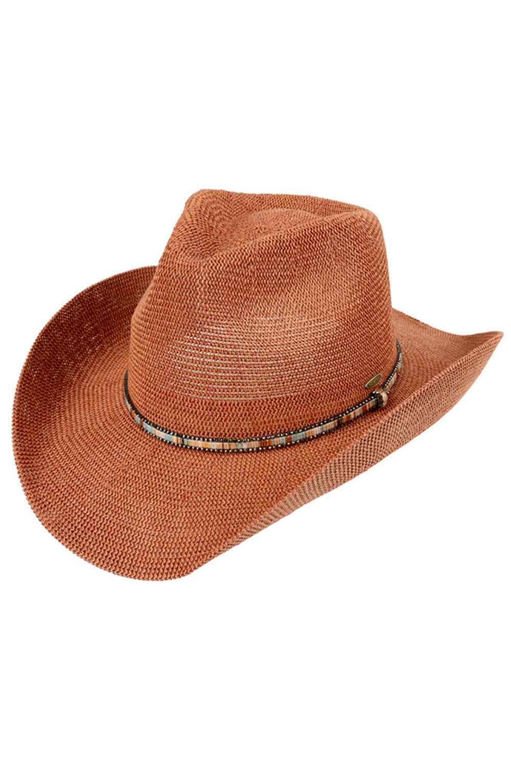 C.C Multi Colored Trim Band Knitted Cowboy Hat