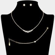 Classic Round Stone Link Rhinestone Paved Necklace