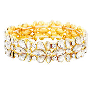 Floral Crystal Stretch Evening Bracelet