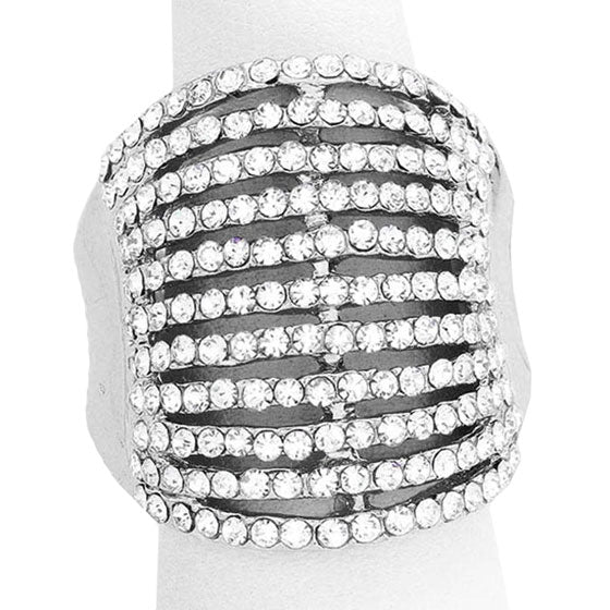 Wide Rhinestone Stretch Ring