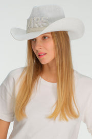 C.C MRS Letter Pearl & Rhinestone Trim Deco Cowboy Hat
