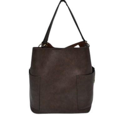 2-in-1 Chic Satchel Side Pocket Bucket Bag with Long Strap
