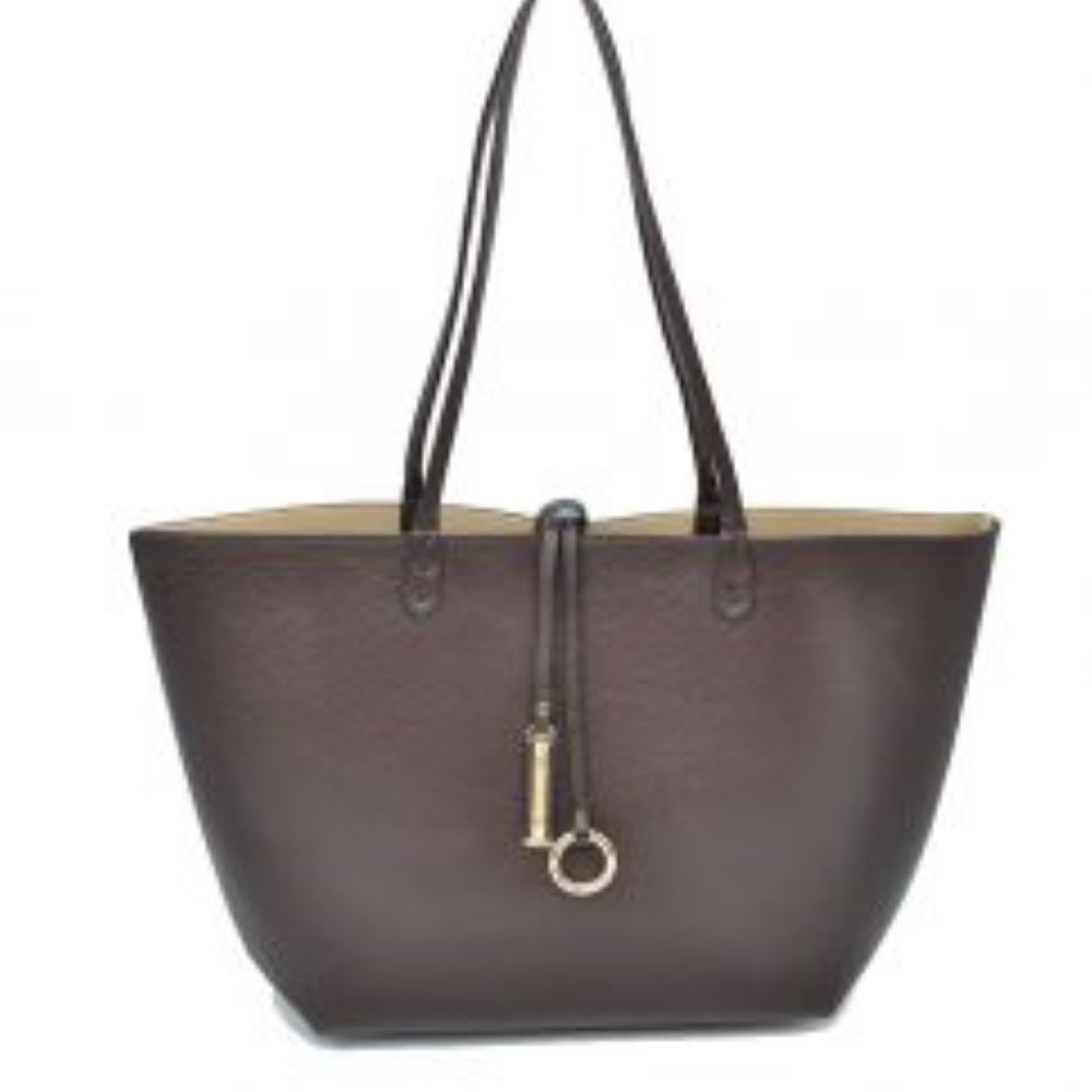 Classic Trapeze Tote Bag with Dual Handles and Ring Detail
