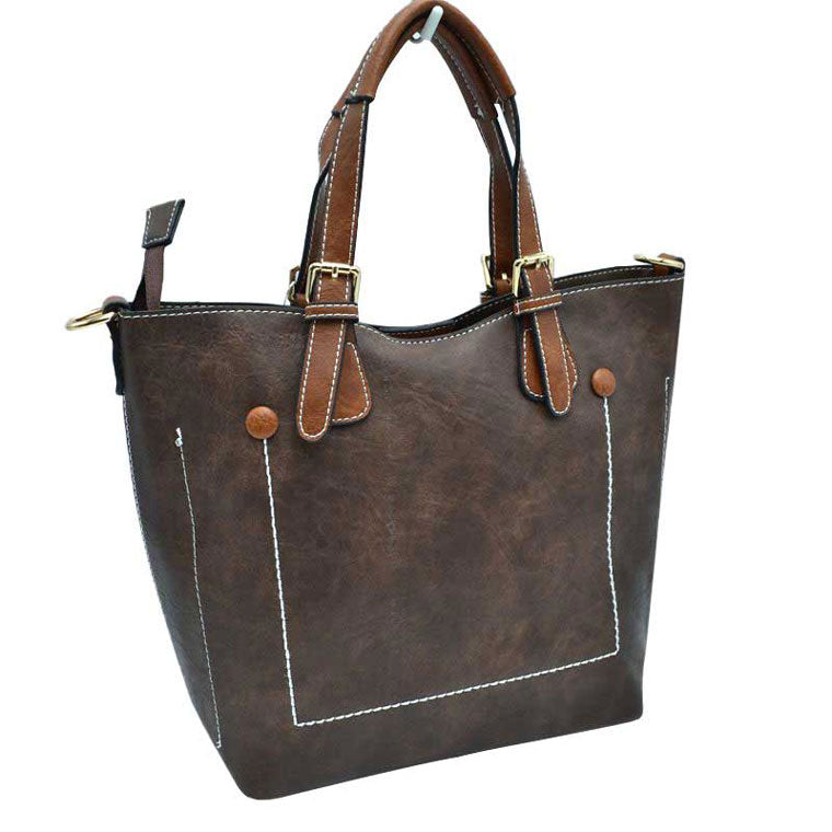 Vegan Leather Tote Shoulder Handbags For Women