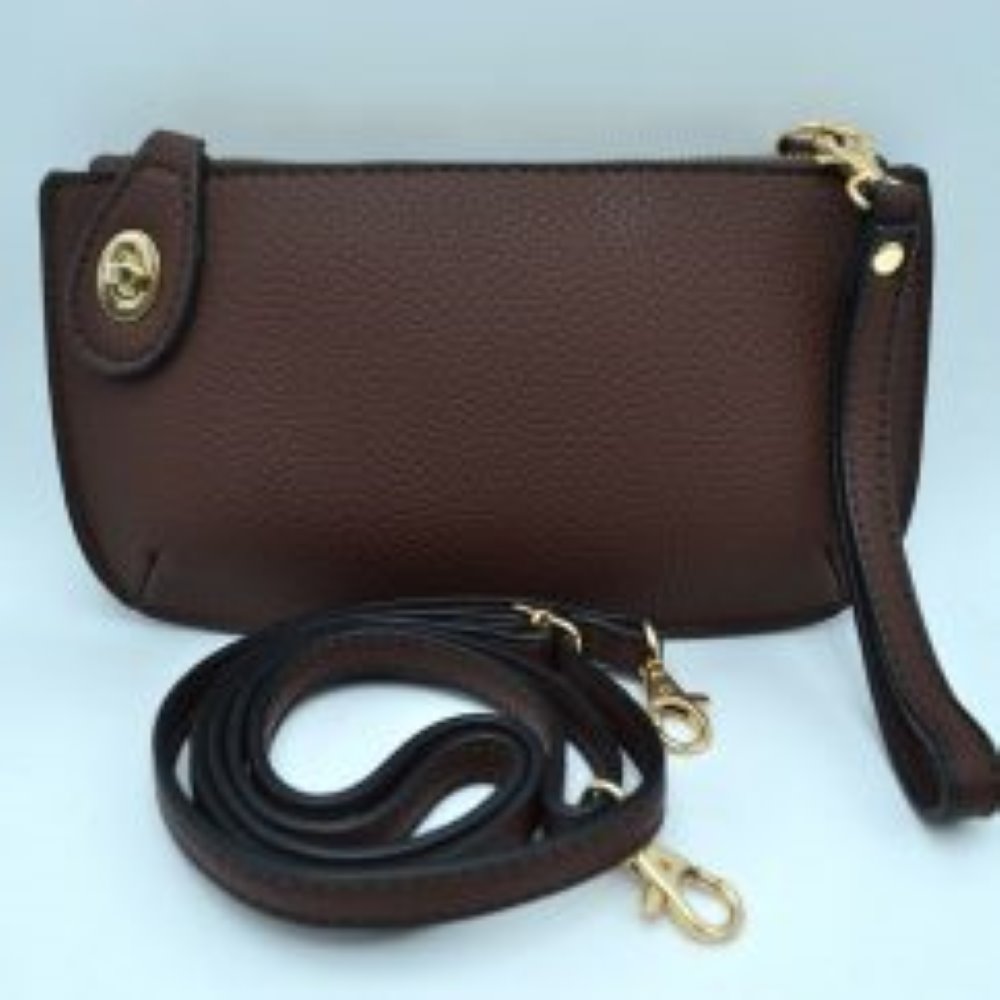 Pebbled Crossbody Clutch Bag with Removable Straps