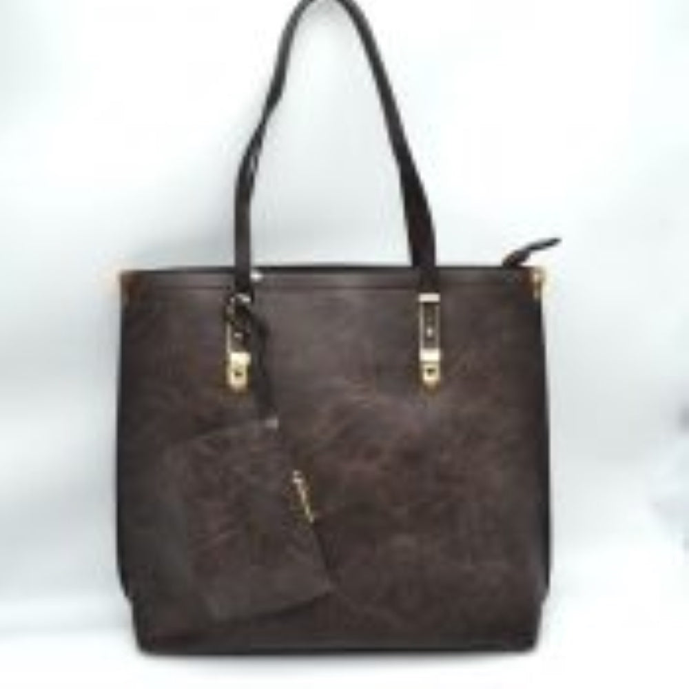 Soft Faux Leather Tote Handbag With Wallet