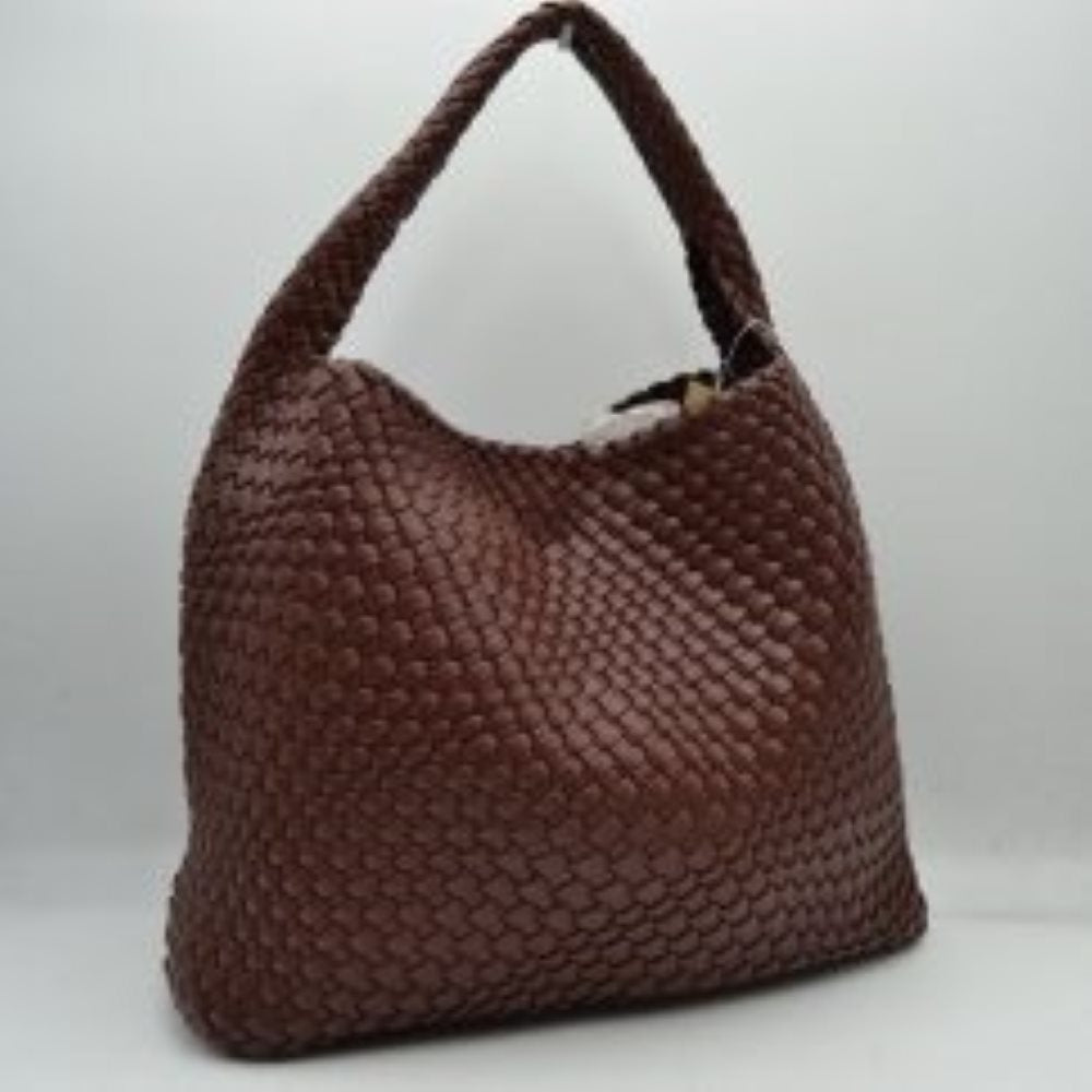 Woven Slouchy Shoulder Bag with Matching Zipper Pouch Set