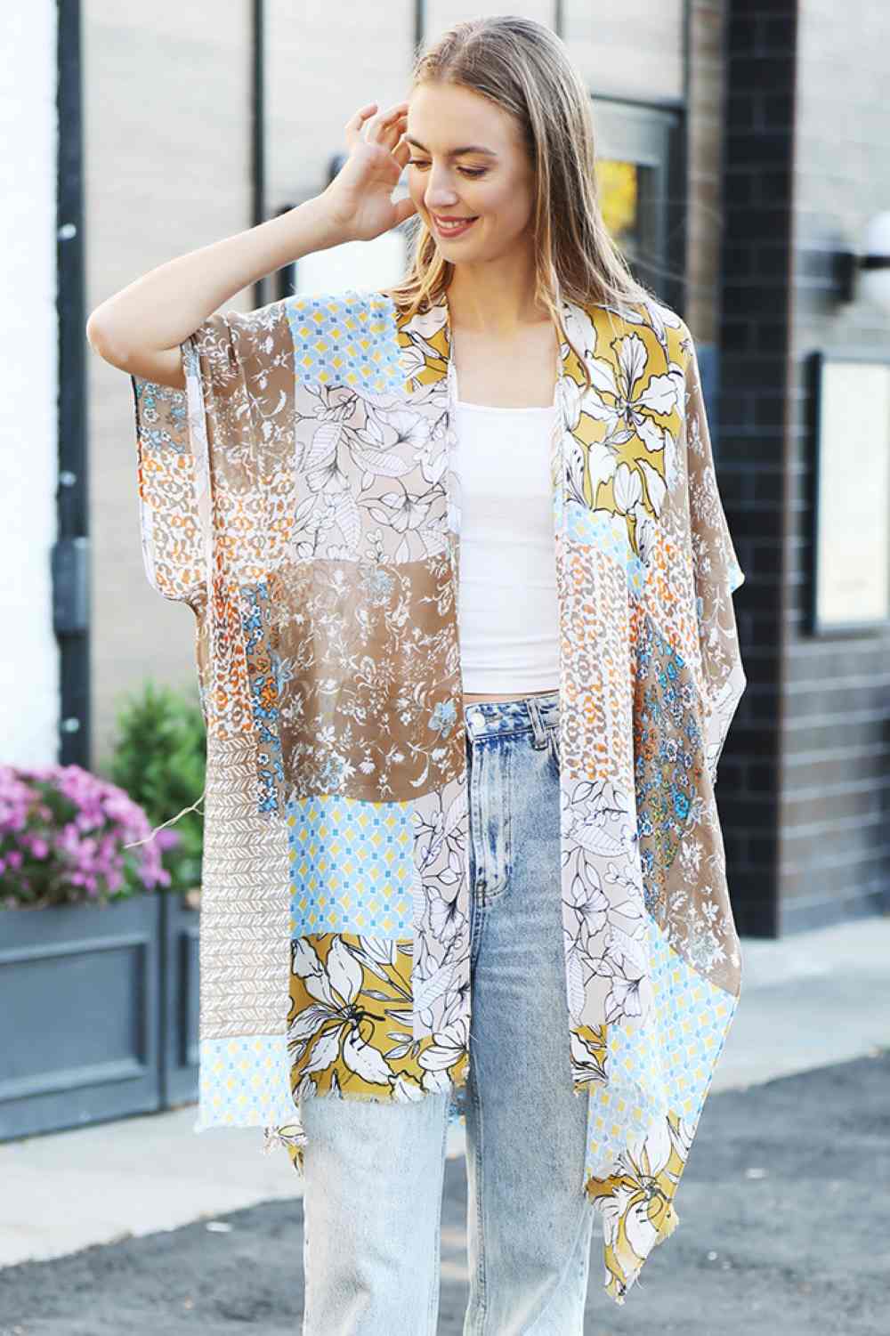 Floral Mixed Pattern Summer Kimono Cover Up