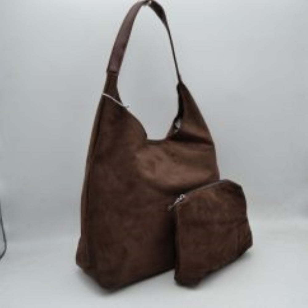 Slouchy Hobo Shoulder Bag with Removable Zipper Pouch