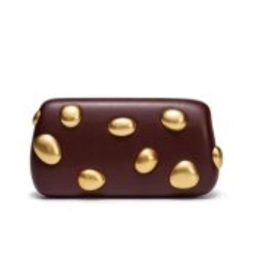 Studded Oblong Clutch Bag with Organic Accents