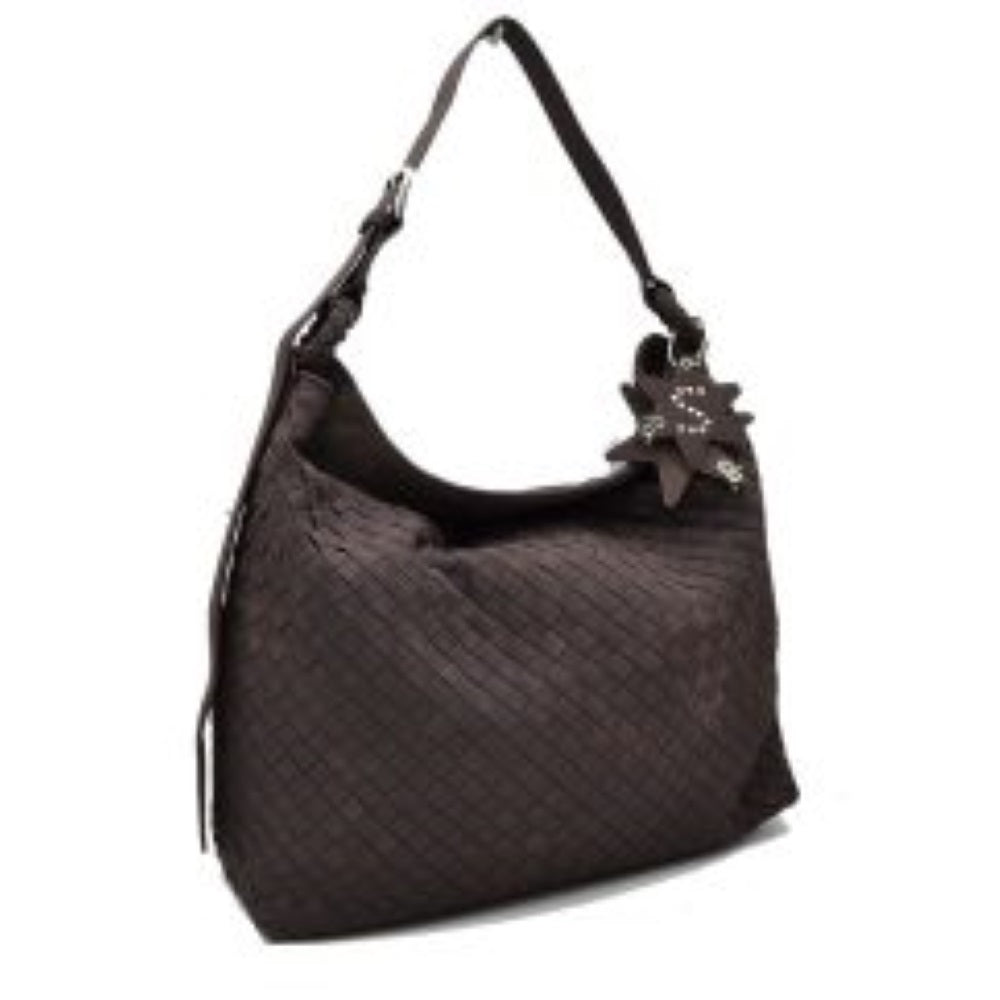 Woven Hobo Shoulder Bag with Adjustable Strap and Star Charm
