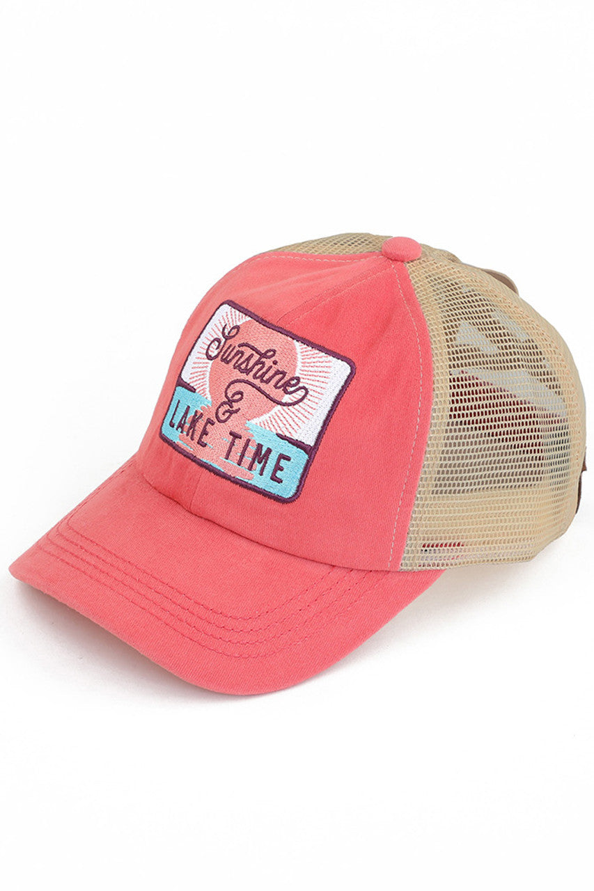 C.C Women's Sunshine & Lake Time Patch Ponytail Cap