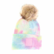 Women's Tie Dye Fur Pom C.C Beanie