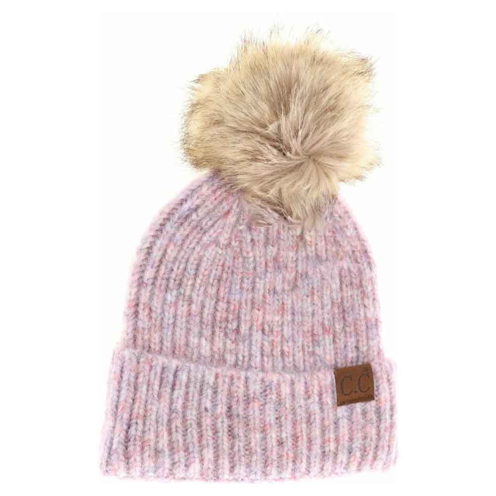 Soft Ribbed Fur Pom C.C Beanie