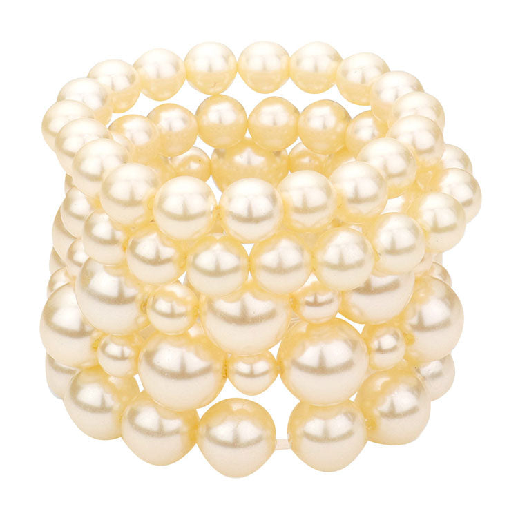 5PCS Pearl Strand Stretch Bracelets