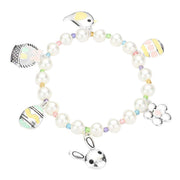 Enamel Bunny Egg Bird Flower Charm Pearl Stretch Bracelet