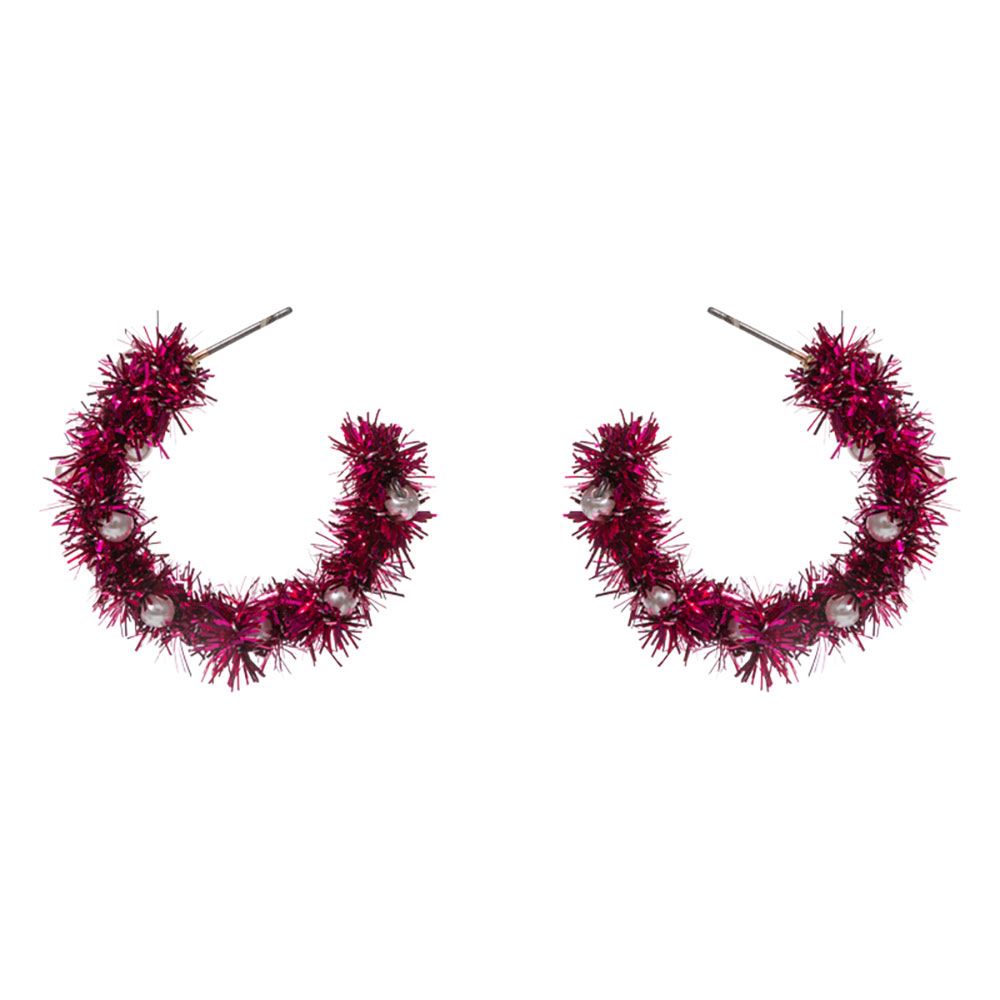 Christmas Tinsel Hoop Earrings