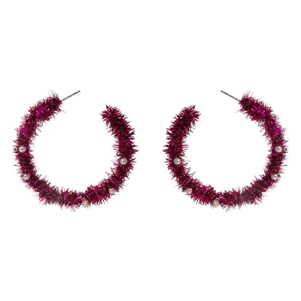 Christmas Tinsel Hoop Earrings