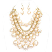 Women's Pearl Cluster Statement Necklace Jewelry Set