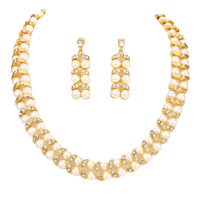 Pearl Crystal Collar Necklace