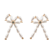 Pearl Beads Bow Earrings