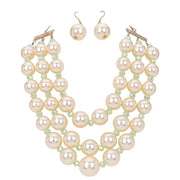 Triple Layered Chunky Pearl Necklace