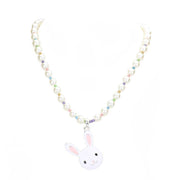 Enamel Easter Bunny Pendant Pearl Necklace