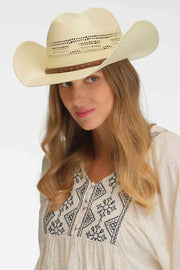C.C Leather Band Patterned Paper Toyo Cowboy Hat