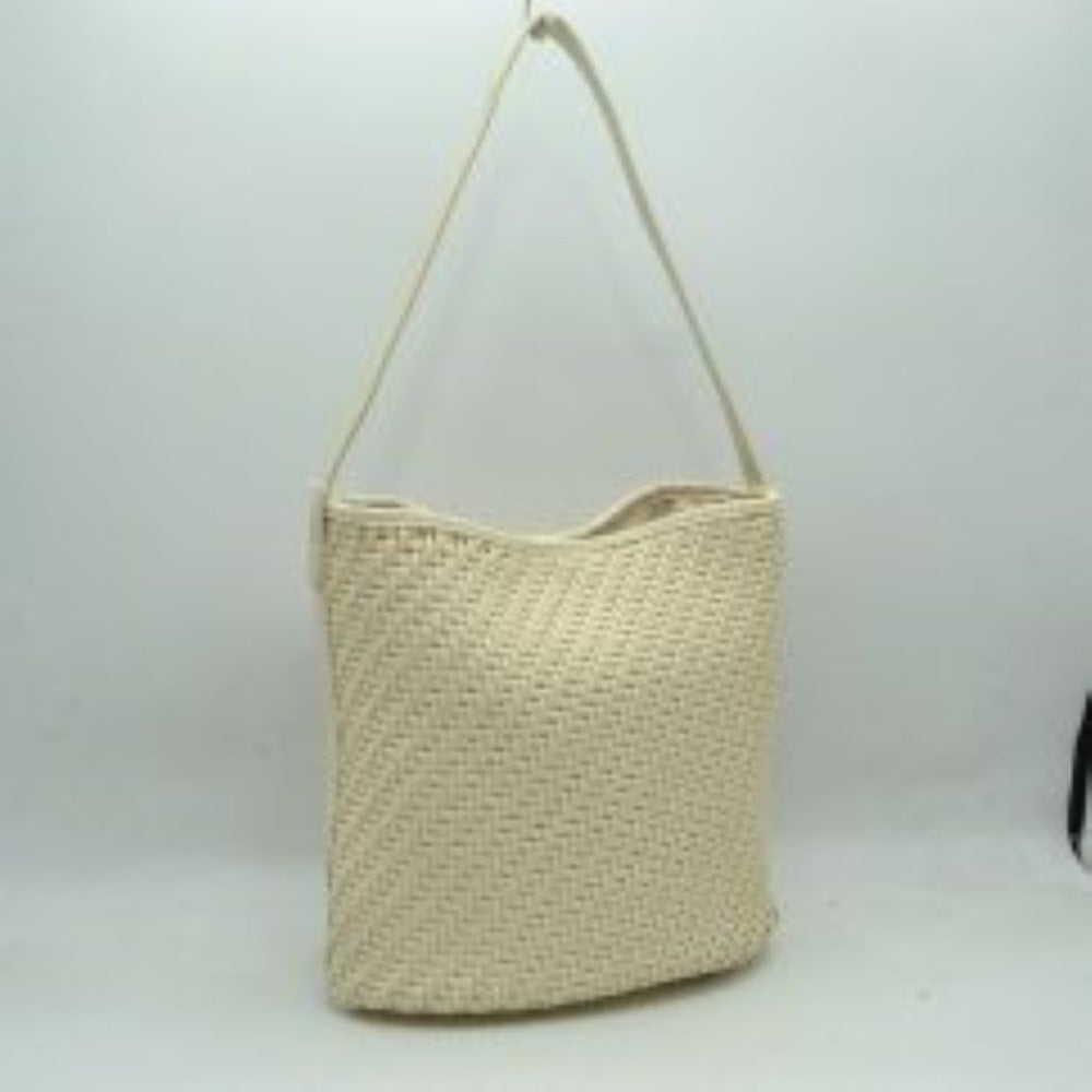 Woven Bucket Hobo Bag with Wide Shoulder Strap