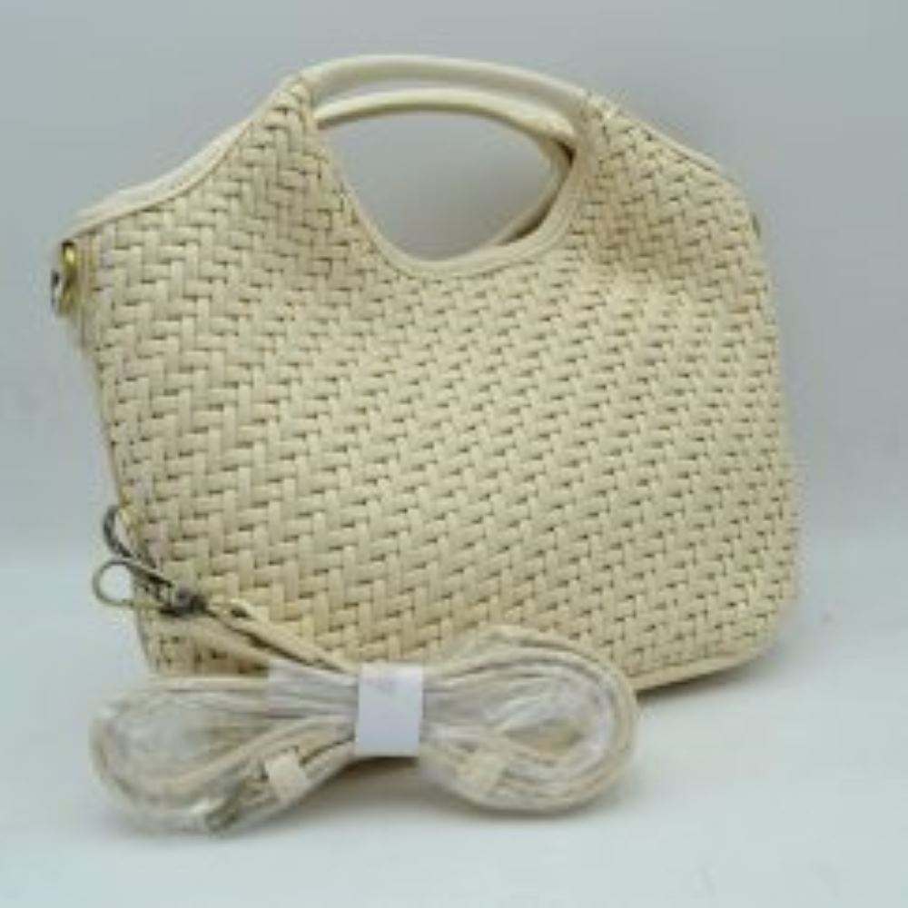 Woven Basket Weave Top-Handle Crossbody Bag and Handbag with Adjustable Strap
