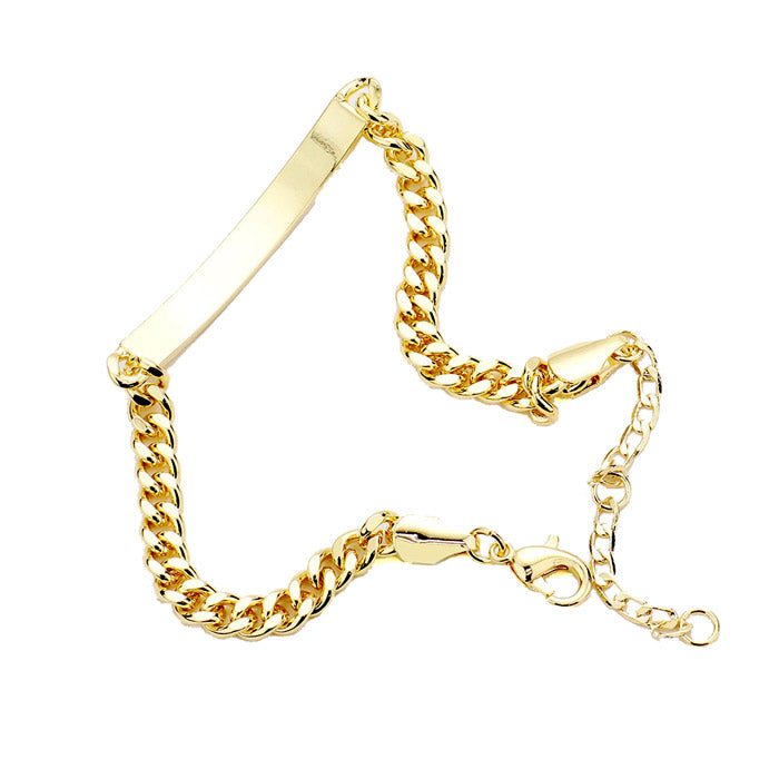 FOLLOW YOUR HEART Curve Metal Rectangle Bar Message Bracelet