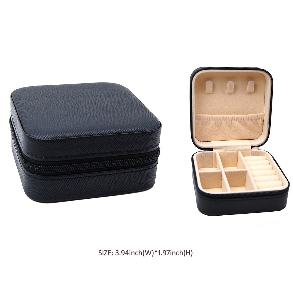 Faux Leather Portable Square Jewelry Box