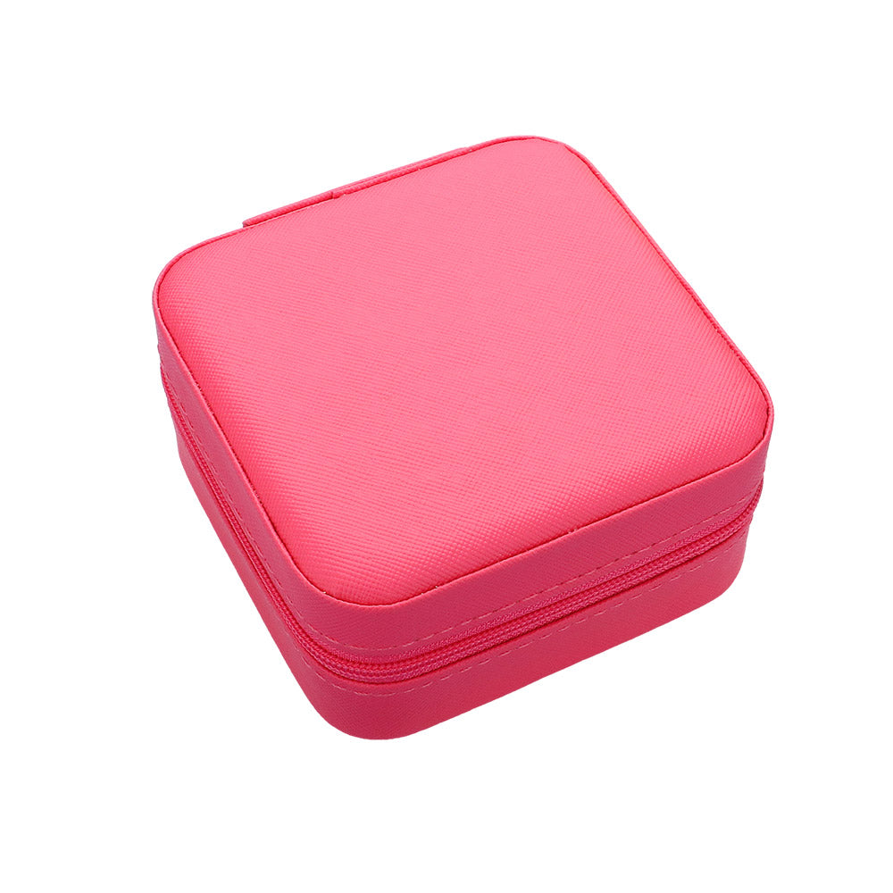 Faux Leather Portable Square Jewelry Box
