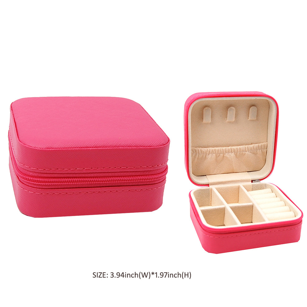 Faux Leather Portable Square Jewelry Box