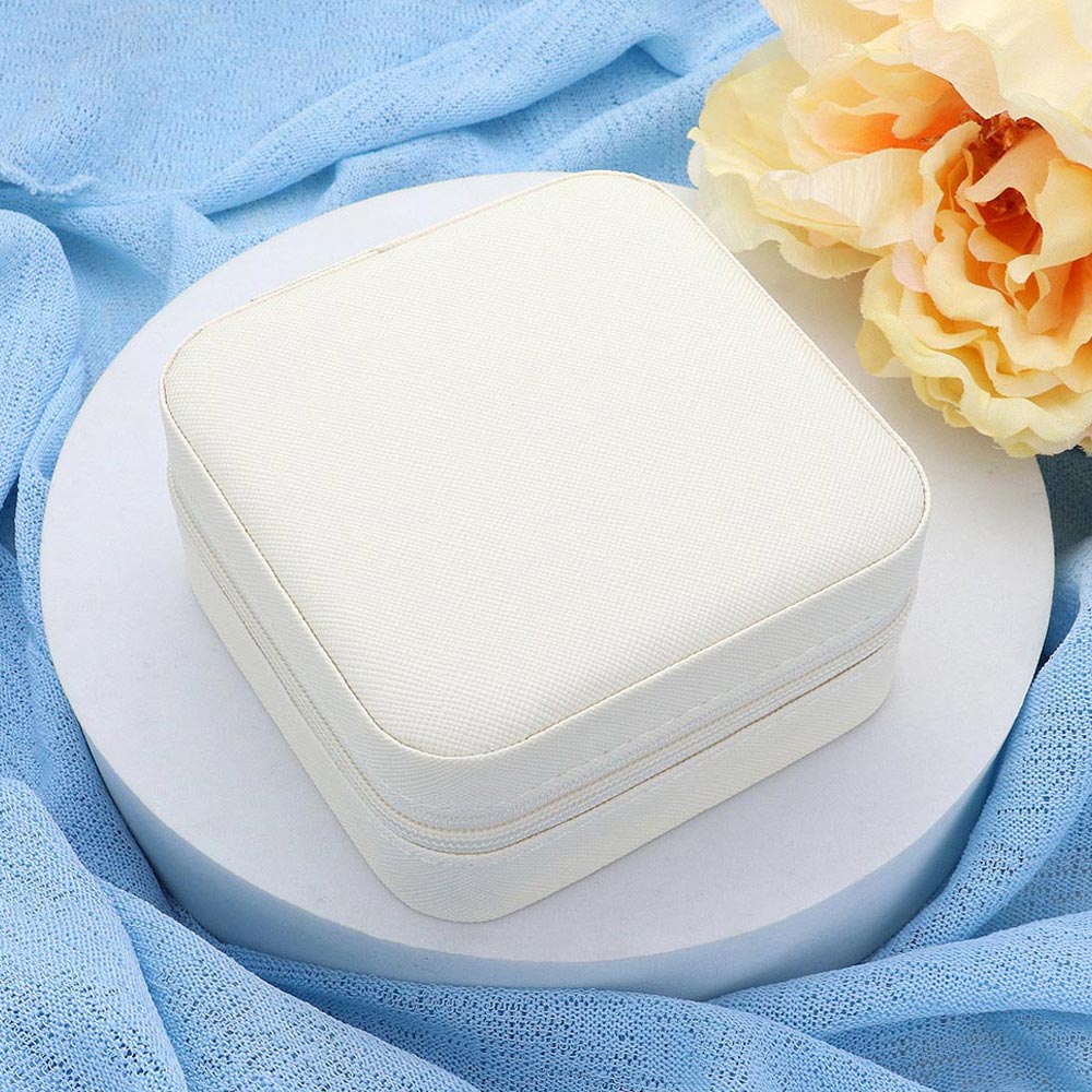 Faux Leather Portable Square Jewelry Box