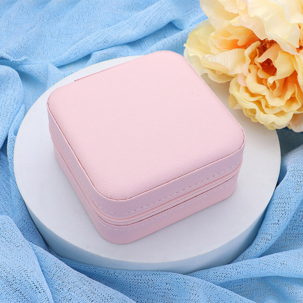 Faux Leather Portable Square Jewelry Box